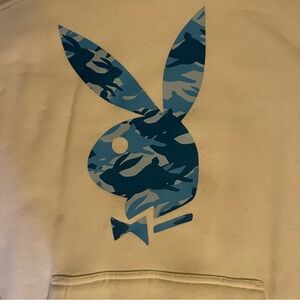 Authentic PLAYBOY White Hoodie with Blue Camo Logo
